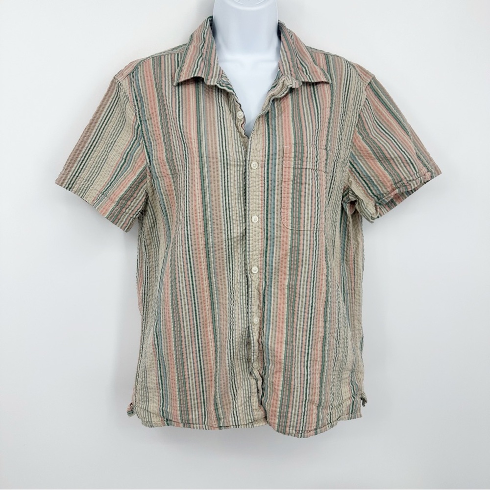 American Eagle Stripe Button Up Shirt Size Medium Boho Beach Summer Festival